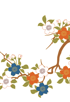 orange and blue flowers